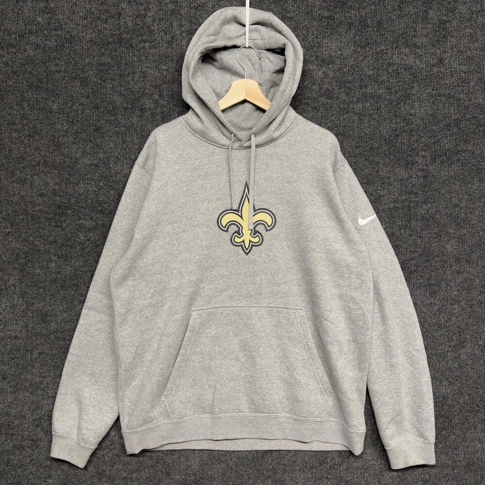 Nike New Orleans Saints Hoodie Sweatshirt Gray Fleece Center Logo Size XL NFL